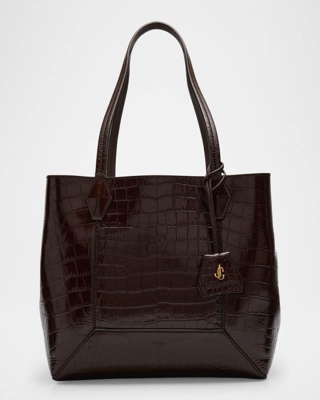 Diamond Medium Croc-Embossed Leather Hobo Bag
